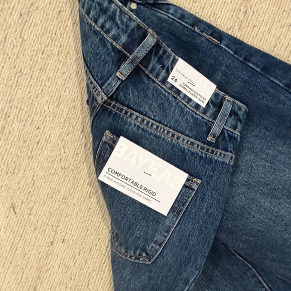 New Bayeas super High rise barrel leg Denim Jeans size 24 - Picture 4 of 5